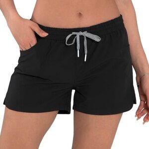 Black Women's Drawstring Board Shorts